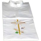 Alba branco com Cruz, IHS, espigas e uvas bordadas