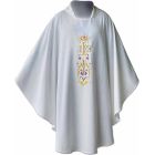 Casulla com bordado de IHS dourado branco