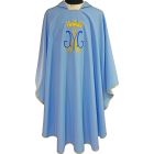 Casulla mariana com emblema e coroa bordadas