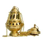 Turíbulo de metal dourado com quatro cadeias | 24 cm.