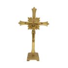 Cruz de mesa de metal dourado