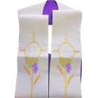 Estola litúrgica bordada com IHS | Reversível branco / roxo