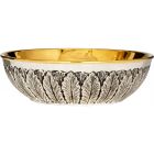 Patena de prata sem base com decoração em relevo