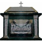 Sagrario de mármore e bronze com banho de prata