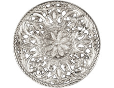 Aureola de prata com elementos litúrgicos