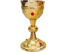 Adicionar ao carrinho Cálice com banho de ouro e pedras incorporadas Cálice com banho de ouro e pedras incorporadas