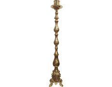 Candeleiro de pé em bronze com base triangular
