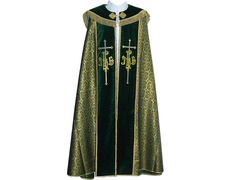 Adicionar ao carrinho Capa de asperges de tecido brocada e veludo verde Capa de asperges de tecido brocada e veludo verde