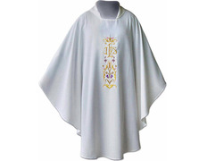 Adicionar ao carrinho Casula eclesiástica com bordado de IHS dourado branco Casula eclesiástica com bordado de IHS dourado branco