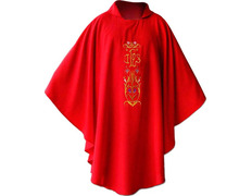 Adicionar ao carrinho Casula eclesiástica com bordado de IHS dourado vermelho Casula eclesiástica com bordado de IHS dourado vermelho