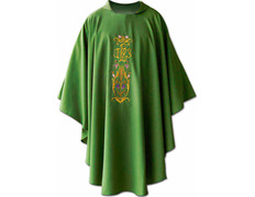 Adicionar ao carrinho Casula eclesiástica com bordado de IHS dourado verde Casula eclesiástica com bordado de IHS dourado verde