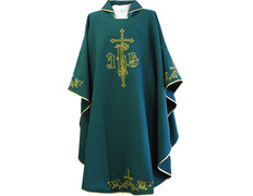 Adicionar ao carrinho Casulla de poliéster com Cruces bordadas verde Casulla de poliéster com Cruces bordadas verde