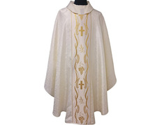 Adicionar ao carrinho Casulla damasco com galão central dorado beige Casulla damasco com galão central dorado beige