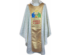 Adicionar ao carrinho Casulla bege com estolão dourado para Natal Casulla bege com estolão dourado para Natal