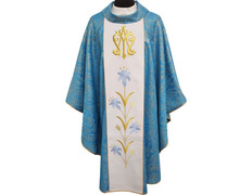 Adicionar ao carrinho Casulla mariana com estolon central bordado azul Casulla mariana com estolon central bordado azul