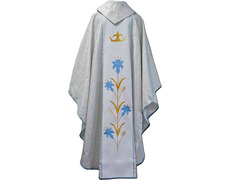 Adicionar ao carrinho Casulla mariana com estolon central bordado branco Casulla mariana com estolon central bordado branco