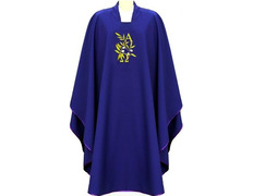 Adicionar ao carrinho Casulla de poliéster com Alfa e Omega bordado roxo Casulla de poliéster com Alfa e Omega bordado roxo