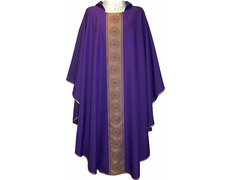 Adicionar ao carrinho Casulla de poliéster com galão central dourado morado Casulla de poliéster com galão central dourado morado