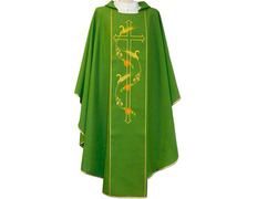 Adicionar ao carrinho Casulla de poliéster com espigas e Cruz bordadas verde Casulla de poliéster com espigas e Cruz bordadas verde