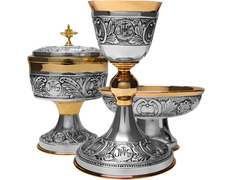 Adicionar ao carrinho Conjunto de Cáliz, Copón e Patena JHS Conjunto de Cáliz, Copón e Patena JHS