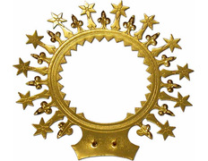 Aureola dourada com estrelas e flores de lis