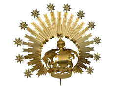 Coroa e aureola com raios e estrelas