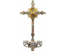 Adicionar ao carrinho Cruz paroquial de metal cincelado com varal Cruz paroquial de metal cincelado com varal