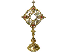 Adicionar ao carrinho Custodia de bronze com Cruz e base circular Custodia de bronze com Cruz e base circular