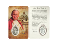 Santinho de São João Paulo II com medalha | Venda online