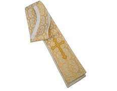 Estola fabricada em brocado ouro e beige