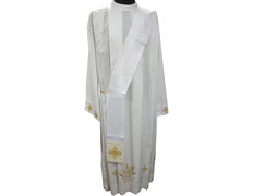 Estola de diácono de damasco e veludo branco