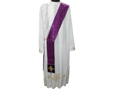 Estola de diácono de damasco e veludo morado