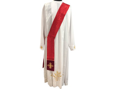 Estola de diácono de damasco e veludo vermelho