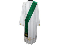 Estola de diácono de damasco e veludo verde