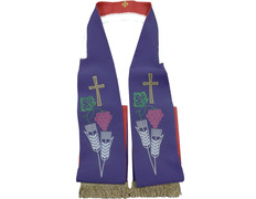 Estolon reversível com Cruz de Jerusalém vermelho / roxo