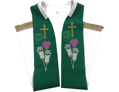 Estolon reversível com Cruz de Jerusalém Verde / Branco