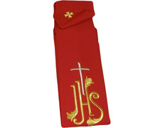 Estola com IHS e Cruz bordada vermelha