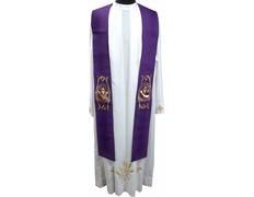 Estola de padre com bordado franciscano roxa