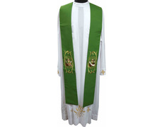 Estola de padre com bordado franciscano verde