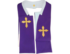 Estola reversível com Cruz bordada branca / roxo