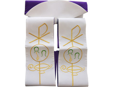 Estola reversível para padres com bordados branco / roxo