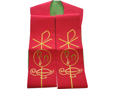 Estola reversível para padres com bordados vermelho / verde