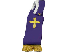 Estola com Cruzes e fleco dourado roxo