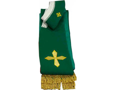 Estola com Cruzes e fleco dourado verde