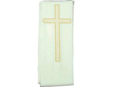 Estolon com Cruz dourada bordada branca