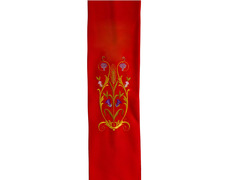 Estolon com diversos motivos litúrgicos bordados vermelho