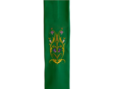 Estolon com diversos motivos litúrgicos bordados verde