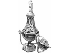 Incensário de metal de estilo gótico niquelado