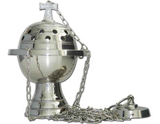 Incensário pequeno de metal plateado