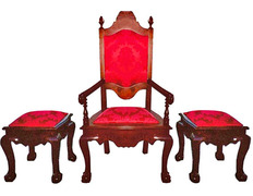 Jogo de sitiais em castanho com estofado em veludo